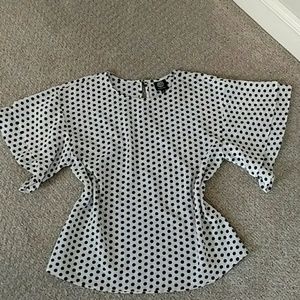 Flutter sleeve polka dot blouse